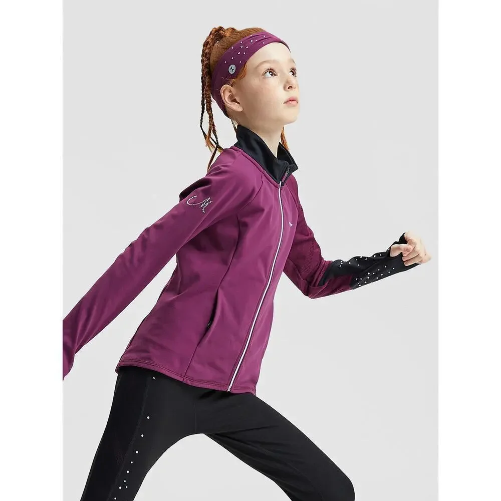 Girls' Purple Active Jacket with Thumbhole Cuffs